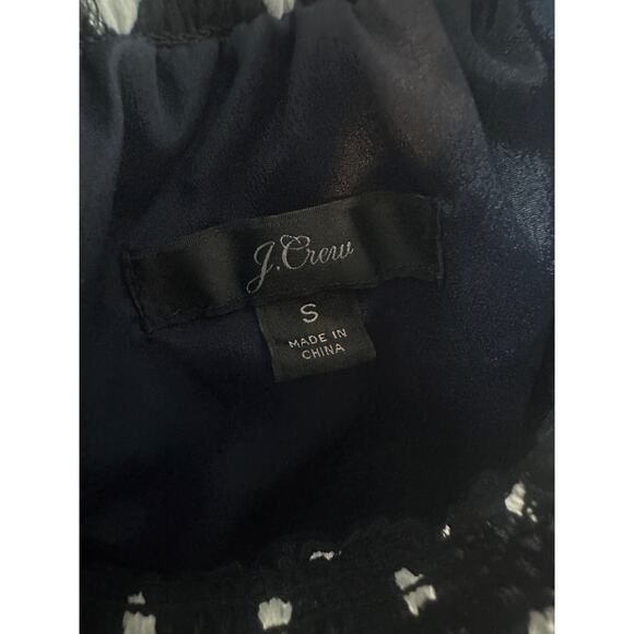 J. Crew Smocked Dot Crinkle Chiffon Top – Black & White – Size S - Picture 5 of 6